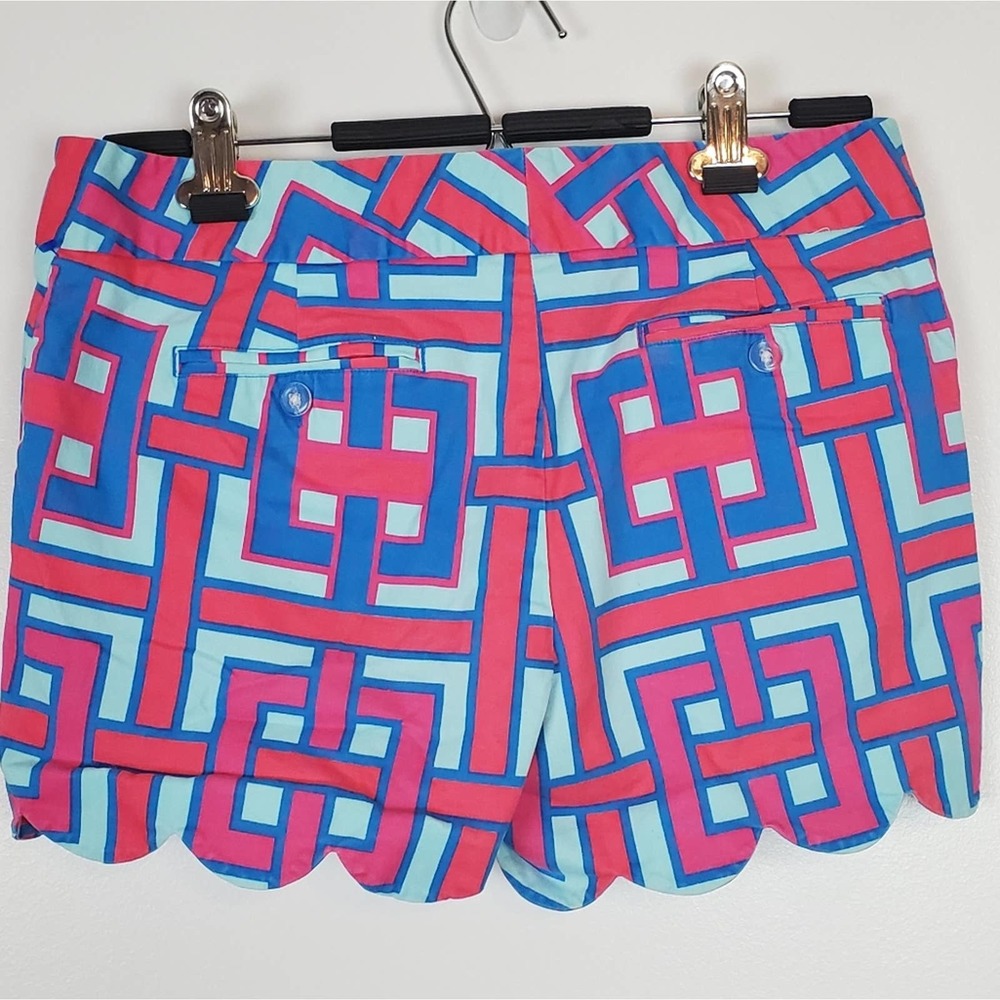 Crown & Ivy pink and blue scalloped shorts EUC - Picture 3 of 5